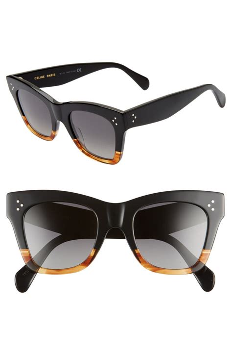 flat black sunglasses celine|Celine 50mm polarized square sunglasses.